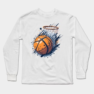 Basketball and basket with net Long Sleeve T-Shirt